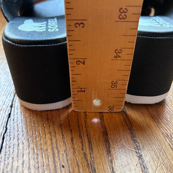 Sorel Black Cameron Flatform Mule Sandal Slip On Crisscross Flip flop 7 NEW - Picture 5 of 13